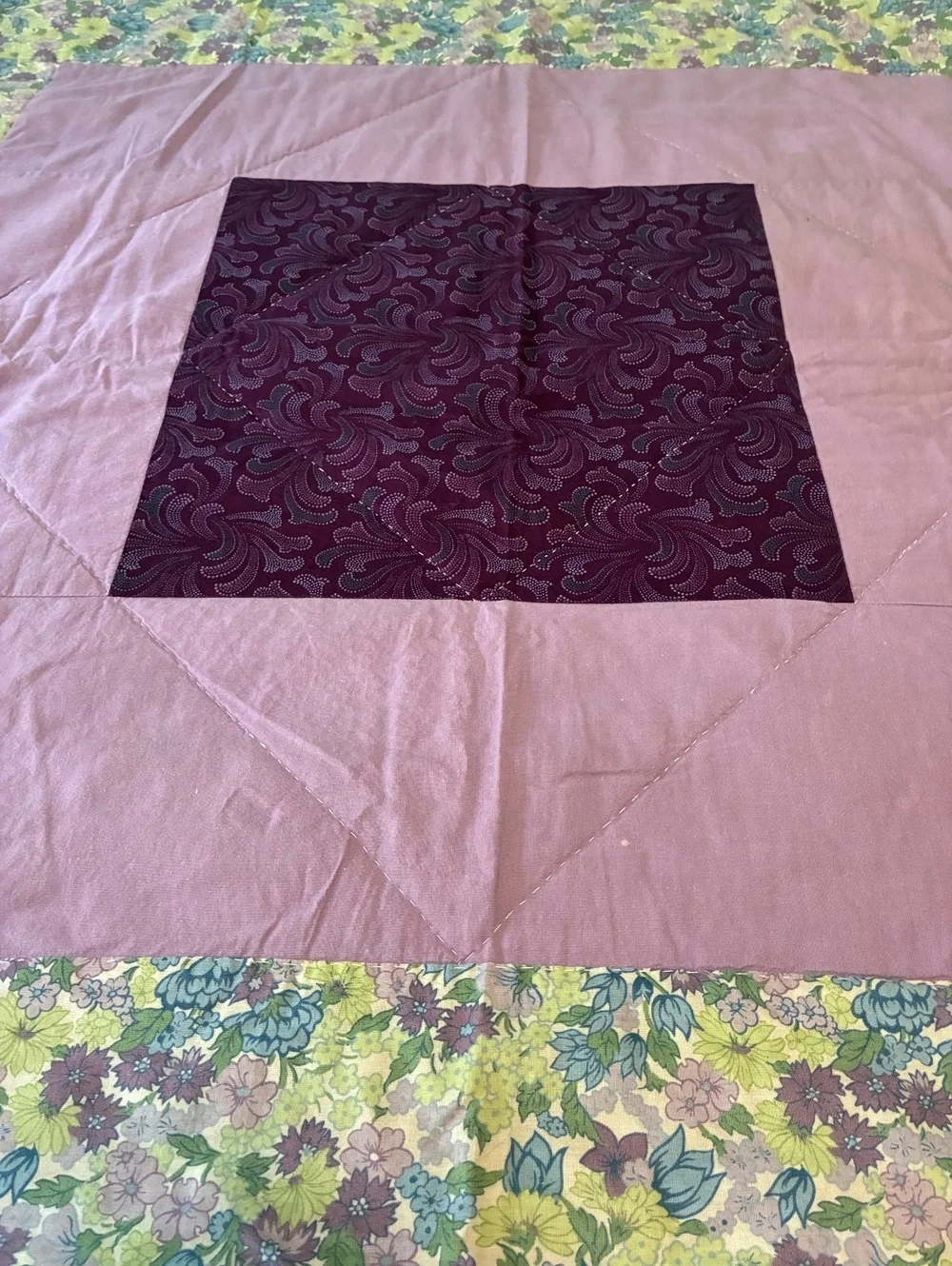 Vintage Quilted card table cover 36
